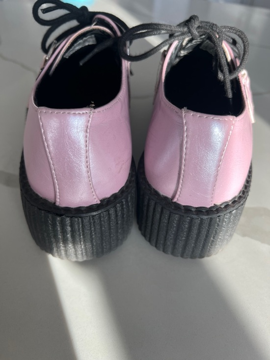 TUK Pearl Pink Creeper Platform Shoes with Black Check Detail main image 0